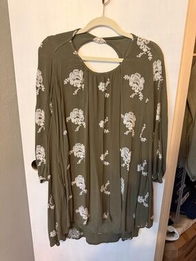 Altar'd State Olive Green Floral Embroidered Mini Dress